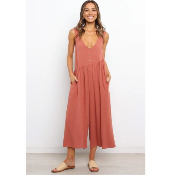 Petal & Pup Pants - Petal & Pup Women's Carson Jumpsuit in Rust Orange Size US 2 NWT $73